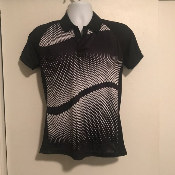 Tworoy Black & White Short Sleeved Golf Shirt - Picture 1 of 3